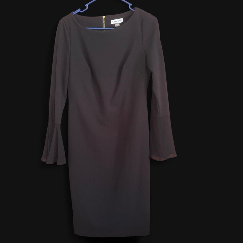 Calvin Klein Black midi dress with bell sleeves